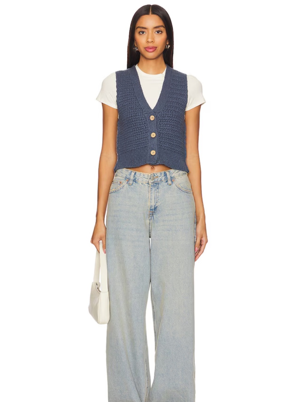 Free People We The Free Ava Knit Vest in Vintage Indigo - Picture 12 of 13